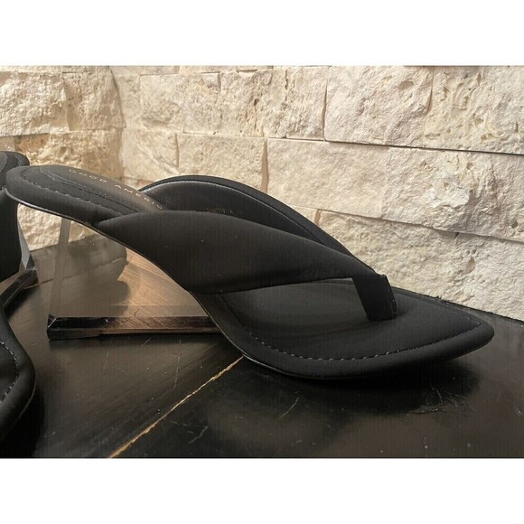 Good American Black Pointed Toe Black Wedge Transparent Heels Sz 10 - Picture 3 of 8